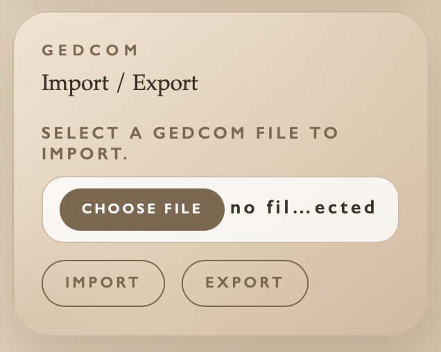 GEDCOM import export